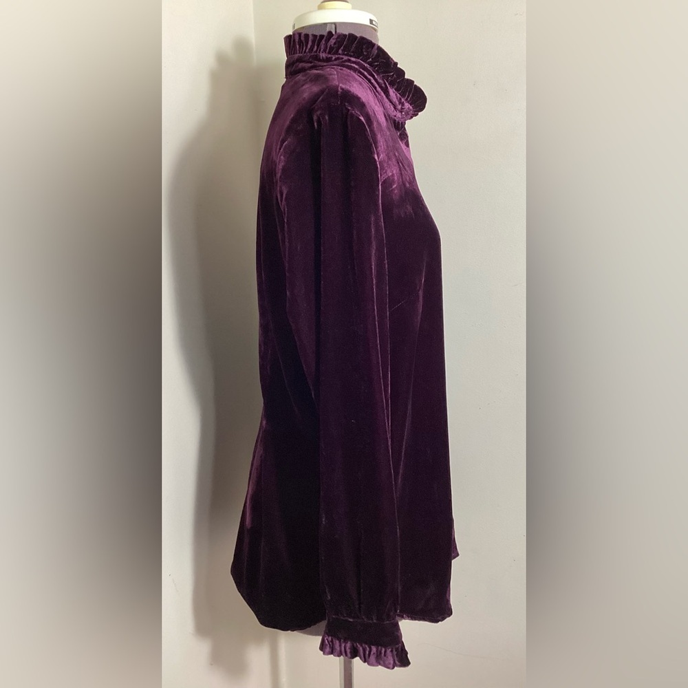 Royalcore Velvet Button Up Top S Whimsigoth Artsy Romantic - Picture 2 of 15